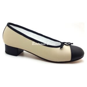 Ballerines a demi talons beige noir - Nory2