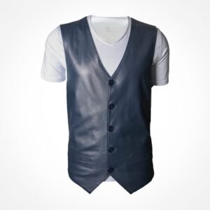 Gilet en cuir bleu - Brando