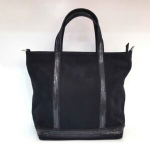 Petit cabas + cuir et paillettes daim noir- Fernanda