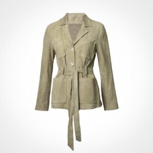 Veste saharienne en daim beige- Ilaria