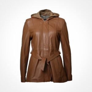 Veste 3/4 en cuir marron - Isotta