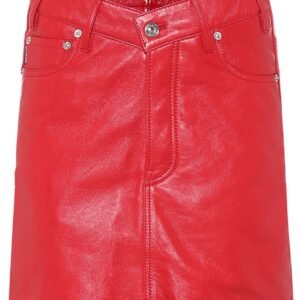 Mini-jupe en cuir rouge - Elena