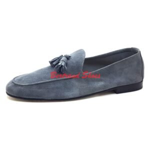 Mocassins avec pompons en daim gris - Tony