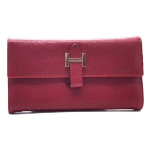 Portefeuille soufflet en cuir bordeaux - Rosa