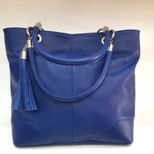Sac en cuir grainé bleu majorelle - Elisa