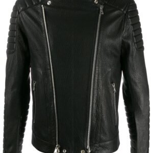 Blouson de moto en cuir noir - Giovanni