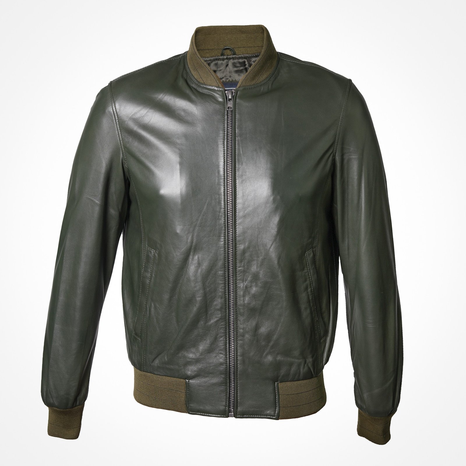 Bomber en cuir d'agneau kaki - Alfredo