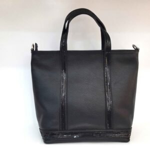 Petit cabas + cuir et paillettes noir - Fernanda