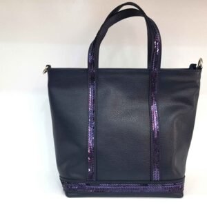 Petit cabas + cuir et paillettes bleu - Fernanda