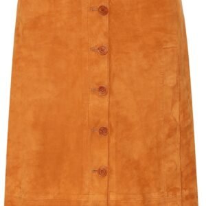 Jupe midi en daim camel- Mia