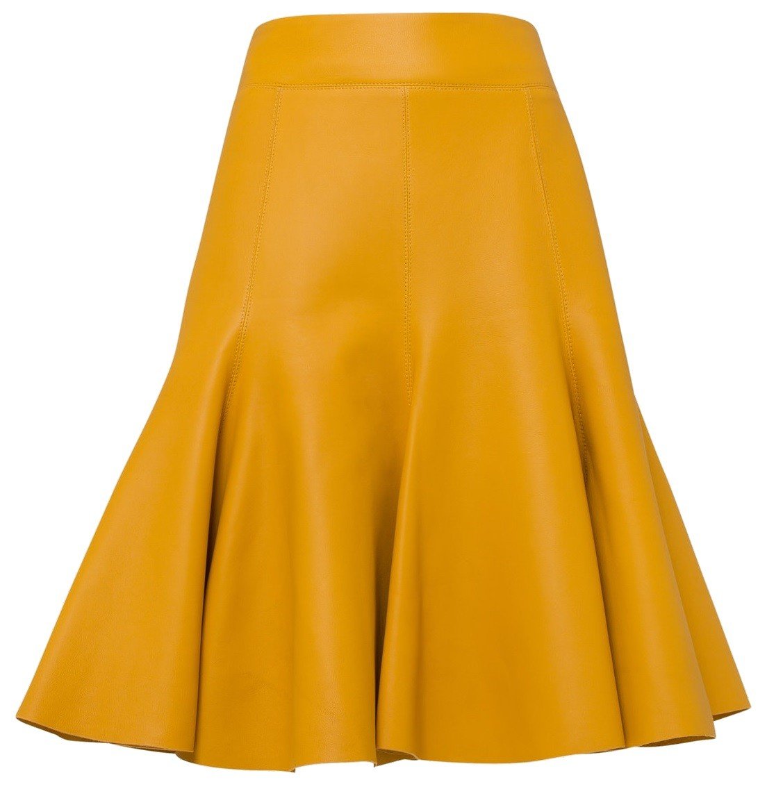 Jupe skater en cuir jaune- Emilia
