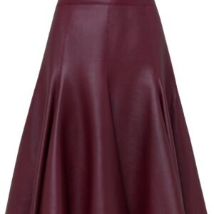 Jupe skater en cuir bordeaux- Emilia