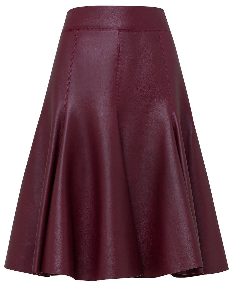 Jupe skater en cuir bordeaux- Emilia