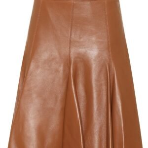 Jupe skater en cuir camel- Emilia