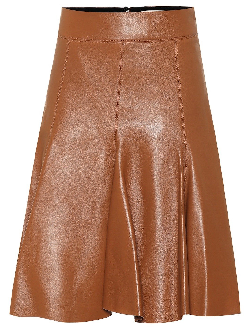 Jupe skater en cuir camel- Emilia