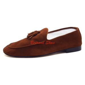 Mocassins avec pompons en daim camel - Tony