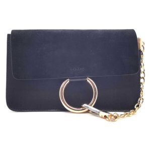 Petit sac porte epaule daim bleu - Amalia