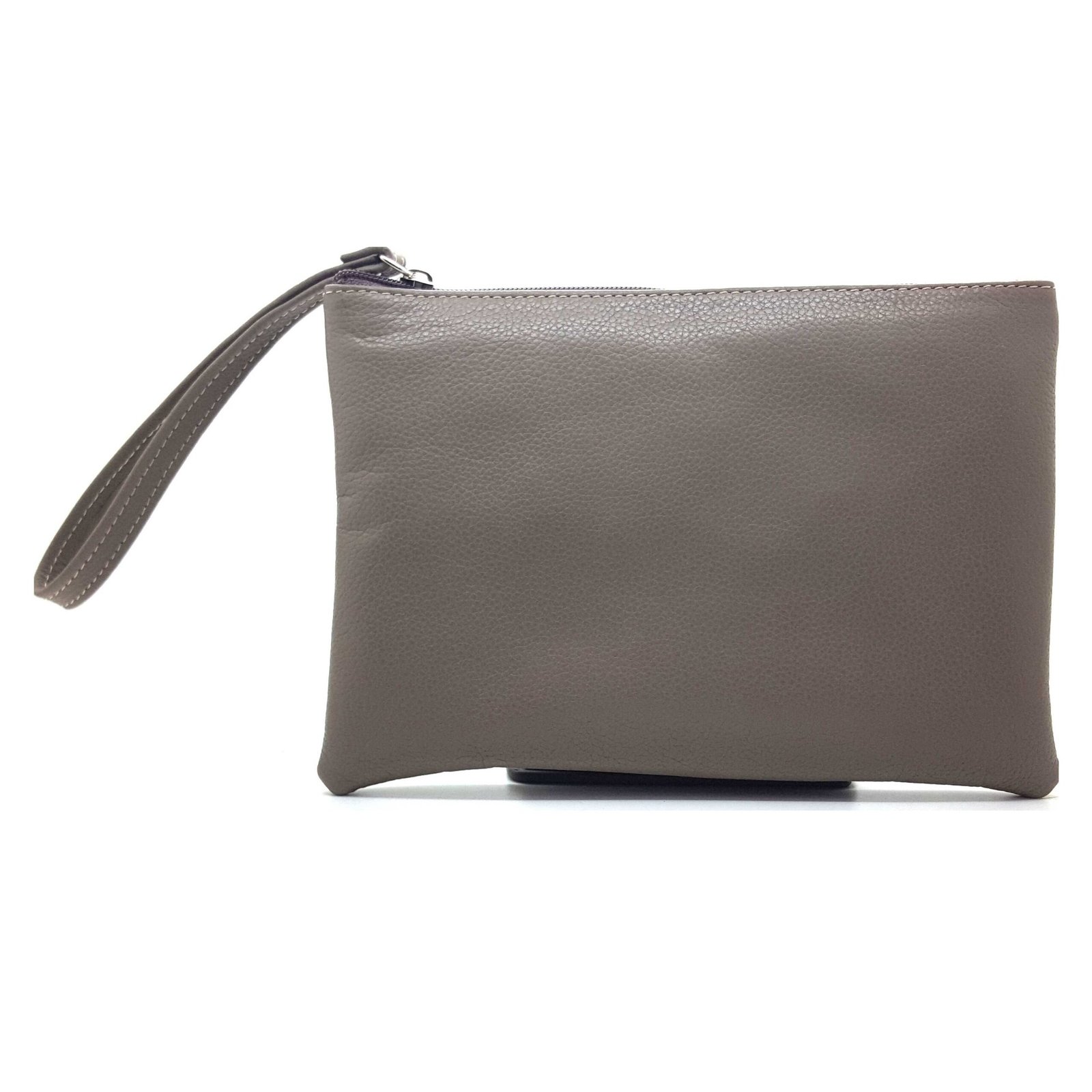 Pochette en cuir taupe - Allegra