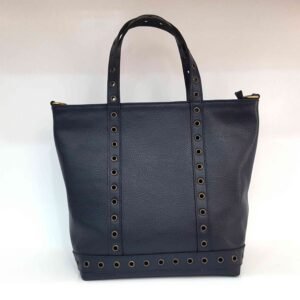 Petit sac cabas oeillets cuir noir - Antonella