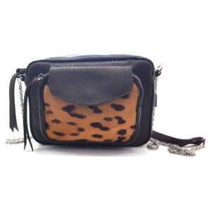 Sac en cuir leopard et noir - Daniella