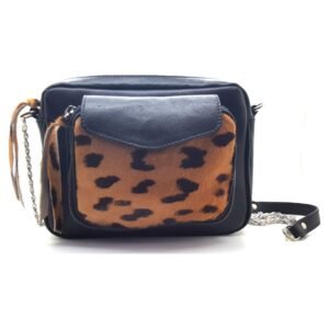 Sac en cuir leopard et bleu - Daniella