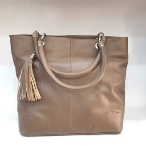 Sac en cuir grainé taupe - Elisa