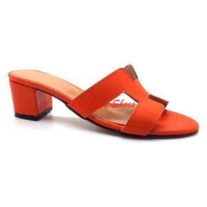 Sandales talon en cuir orange - 018
