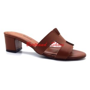 Sandales talon en cuir camel - 018